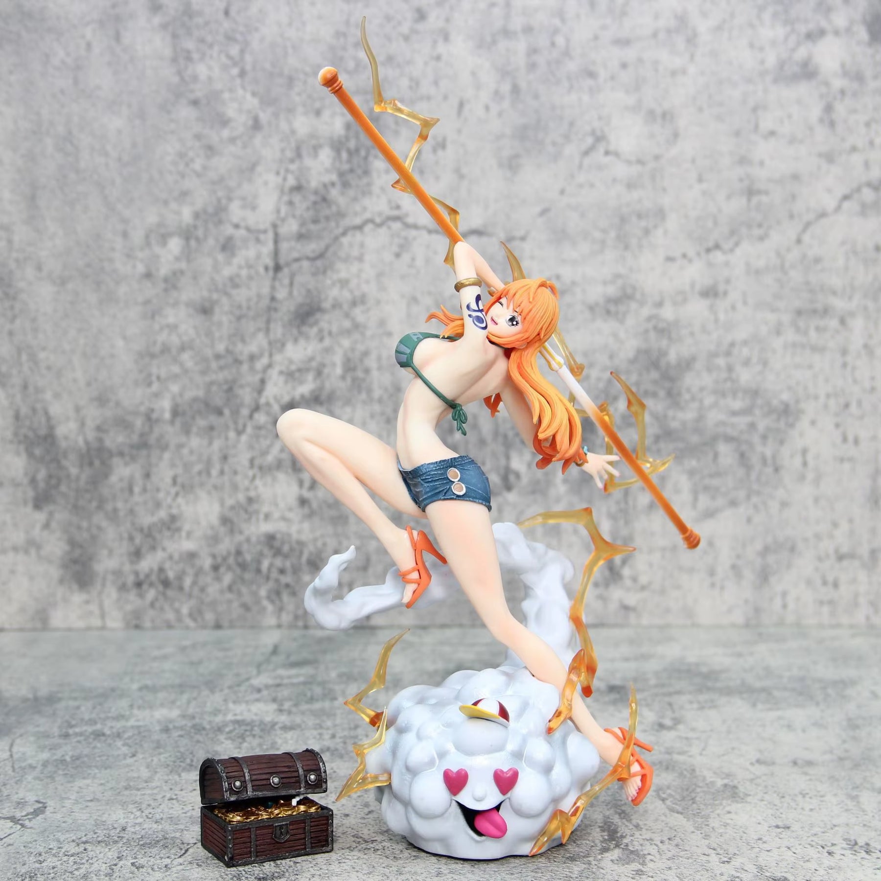 28Cm One Piece Anime Figures Nami Figure Zeus Action Figure Sexy PVC Statue Toys Statue Model Collection Ornament Toys Gift