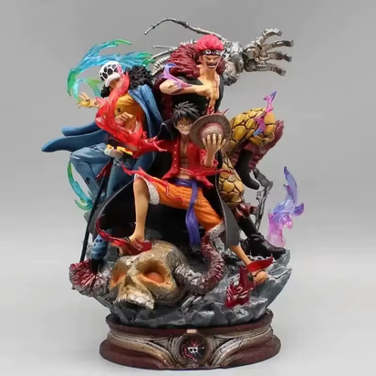 One Piece Anime Figurine Three Captain Figure Kid Trafalgar Law Luffy Action Pvc Model Statue Doll Collection Decoration Gifts