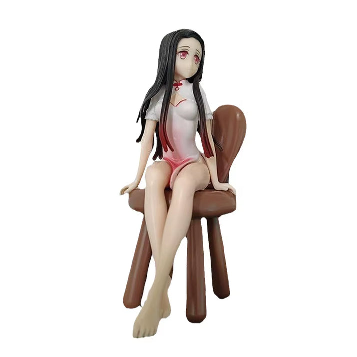 14CM Demon Slayer Anime Figure Kamado Nezuko Instant Noodle Cheongsam Girl Model Toy PVC Action Figure