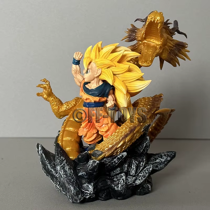 Q Version Dragon Ball Z Figure Ssj3 Goku Action Figures Dragon Fist Explosion 14CM PVC GK Statue Collectible Model Toys