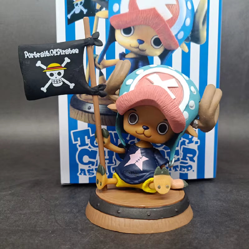 9Cm One Piece Figure Anime Chopper with Flag Action Figurine Doll Model Toys PVC Statue Collection Car Decoration Children Gifts