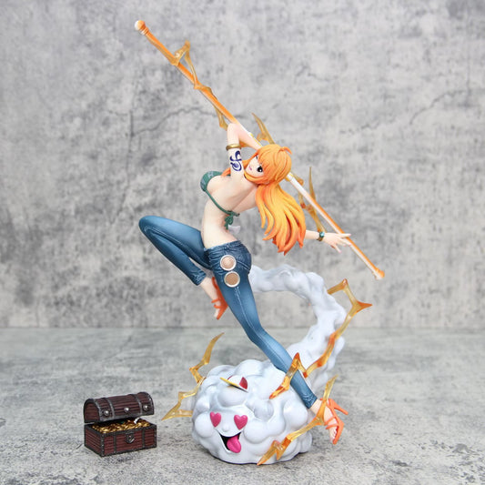 28Cm One Piece Anime Figures Nami Figure Zeus Action Figure Sexy PVC Statue Toys Statue Model Collection Ornament Toys Gift