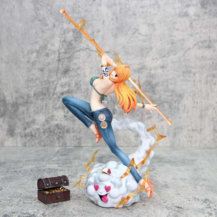 28Cm One Piece Anime Figures Nami Figure Zeus Action Figure Sexy PVC Statue Toys Statue Model Collection Ornament Toys Gift