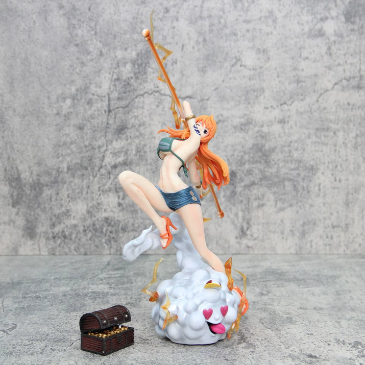 28Cm One Piece Anime Figures Nami Figure Zeus Action Figure Sexy PVC Statue Toys Statue Model Collection Ornament Toys Gift