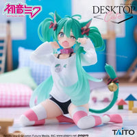 In Stock Original Taito Hatsune Miku Desktop Cute Action Figure 13Cm Neko T-Shirt Ver. Anime Figurine Kawaii Girl Model Toy Gift