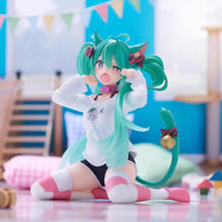In Stock Original Taito Hatsune Miku Desktop Cute Action Figure 13Cm Neko T-Shirt Ver. Anime Figurine Kawaii Girl Model Toy Gift