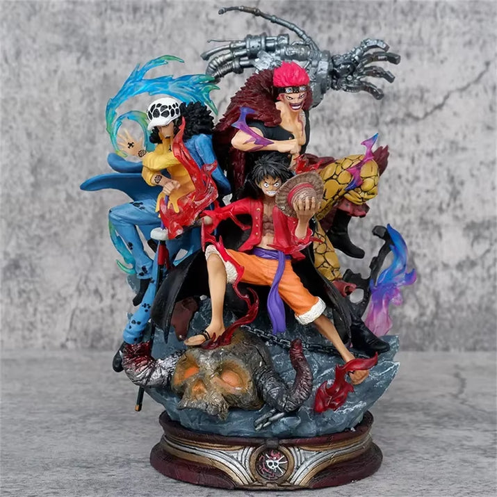 One Piece Anime Figurine Three Captain Figure Kid Trafalgar Law Luffy Action Pvc Model Statue Doll Collection Decoration Gifts