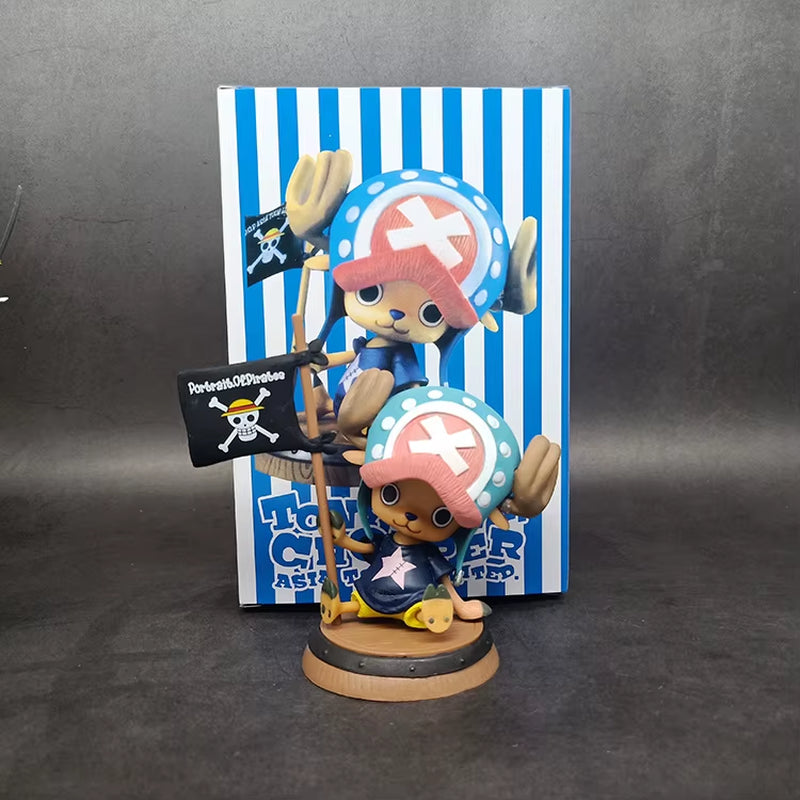 9Cm One Piece Figure Anime Chopper with Flag Action Figurine Doll Model Toys PVC Statue Collection Car Decoration Children Gifts
