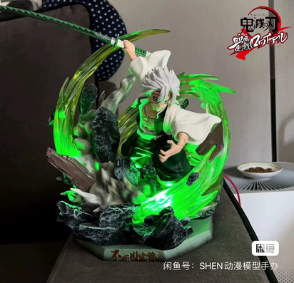 Demon Slayer Figure Gk Shinazugawa Sanemi Wind Column Luminous Pvc 30Cm Action Figure Collection Standing Model Toys Doll Gifts