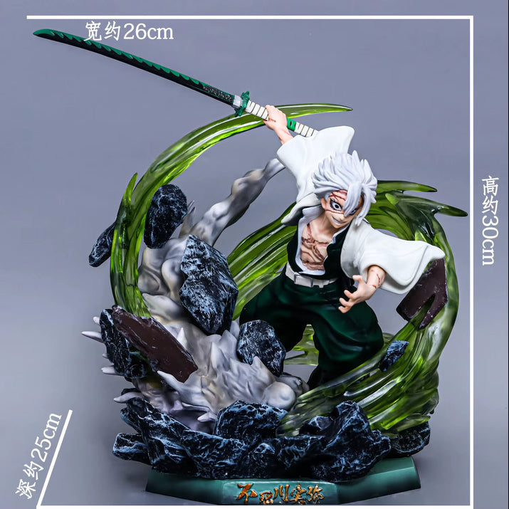 Demon Slayer Figure Gk Shinazugawa Sanemi Wind Column Luminous Pvc 30Cm Action Figure Collection Standing Model Toys Doll Gifts