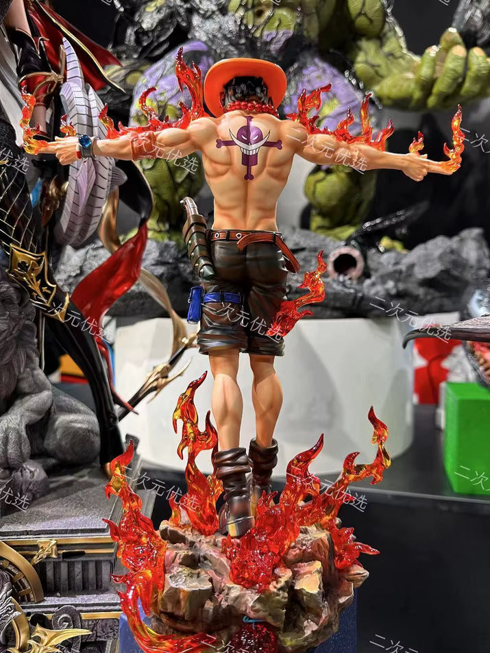 One Piece Figures Ace Anime Figure Portgas D Ace Action Figures Gk Figurine 28Cm Pvc with Light Statue Model Decora Toys Gift