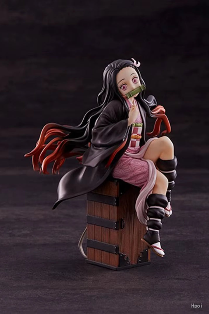 15CM Demon Slayer Kamado Nezuko Sitting Model Toy PVC Figure Toy Gift Collection Box Decoration Desktop Collection Decoration