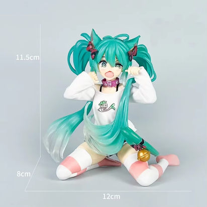 **2025 ?Hatsune Miku Desktop Cute Action Figure 11Cm Neko T-Shirt Ver. Anime Figurine Kawaii Girl Model Toy Gift