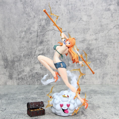 28Cm One Piece Anime Figures Nami Figure Zeus Action Figure Sexy PVC Statue Toys Statue Model Collection Ornament Toys Gift