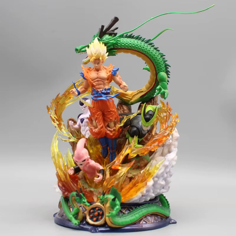 Dragon Ball Figure Son Goku Anime Figurine 23Cm Super Saiyan Goku Statue Shenron Frieza Buu Cell Models Collectble Toys Gifts Gk